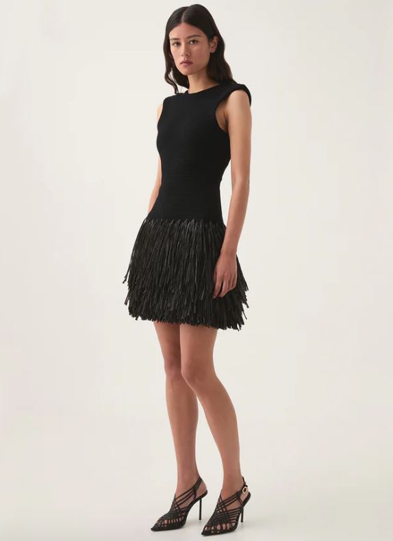 Aje Rushes Raffia Knit Mini Dress in Black That Dress Hire Aje Rushes Raffia Knit Mini Dress in Black That Dress Hire