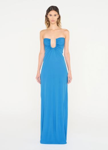 Christopher Esber Arced Palm Strapless Dress in Boston Blue That Dress Hire Christopher Esber Arced Palm Strapless Dress in Boston Blue That Dress Hire