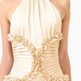 Elliatt Poselia Halter Midi Dress in Antique White