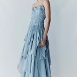 Aje Gleam Gown in Metallic Blue