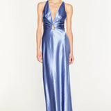 Manning Cartell High Gloss Plunge Neck Slip Dress in Cornflower Blue