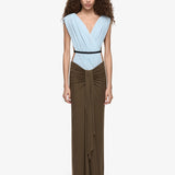 Bec and Bridge Anaya V Maxi Dress in Mist/Latte/Black