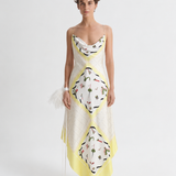 Scanlan Theodore Silk Twill Scarf Print Dress in Limoncello