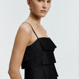 Aje Shade Pleated Midi Dress in Black