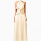 Elliatt Poselia Halter Midi Dress in Antique White