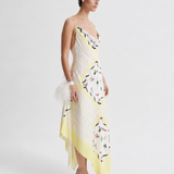 Scanlan Theodore Silk Twill Scarf Print Dress in Limoncello