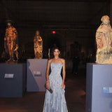 Aje Gleam Gown in Metallic Blue
