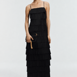 Aje Shade Pleated Midi Dress in Black