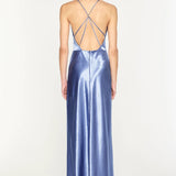 Manning Cartell High Gloss Plunge Neck Slip Dress in Cornflower Blue