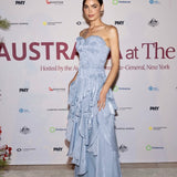 Aje Gleam Gown in Metallic Blue