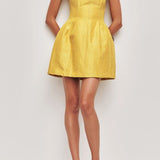 Aje Baret Strapless Mini Dress in Chartreuse