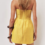 Aje Baret Strapless Mini Dress in Chartreuse