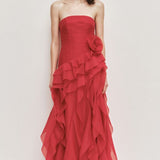 Aje Canyon Gown in Scarlet Red