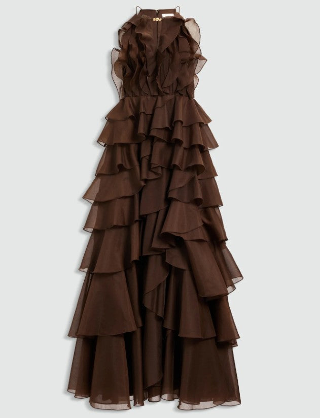 Aje Cleo Gown in Carob Unmodelled