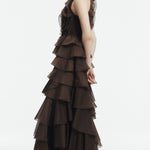 Aje Cleo Gown in Carob Side View