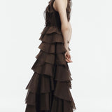 Aje Cleo Gown in Carob Side View