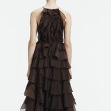 Aje Cleo Gown in Carob Back View