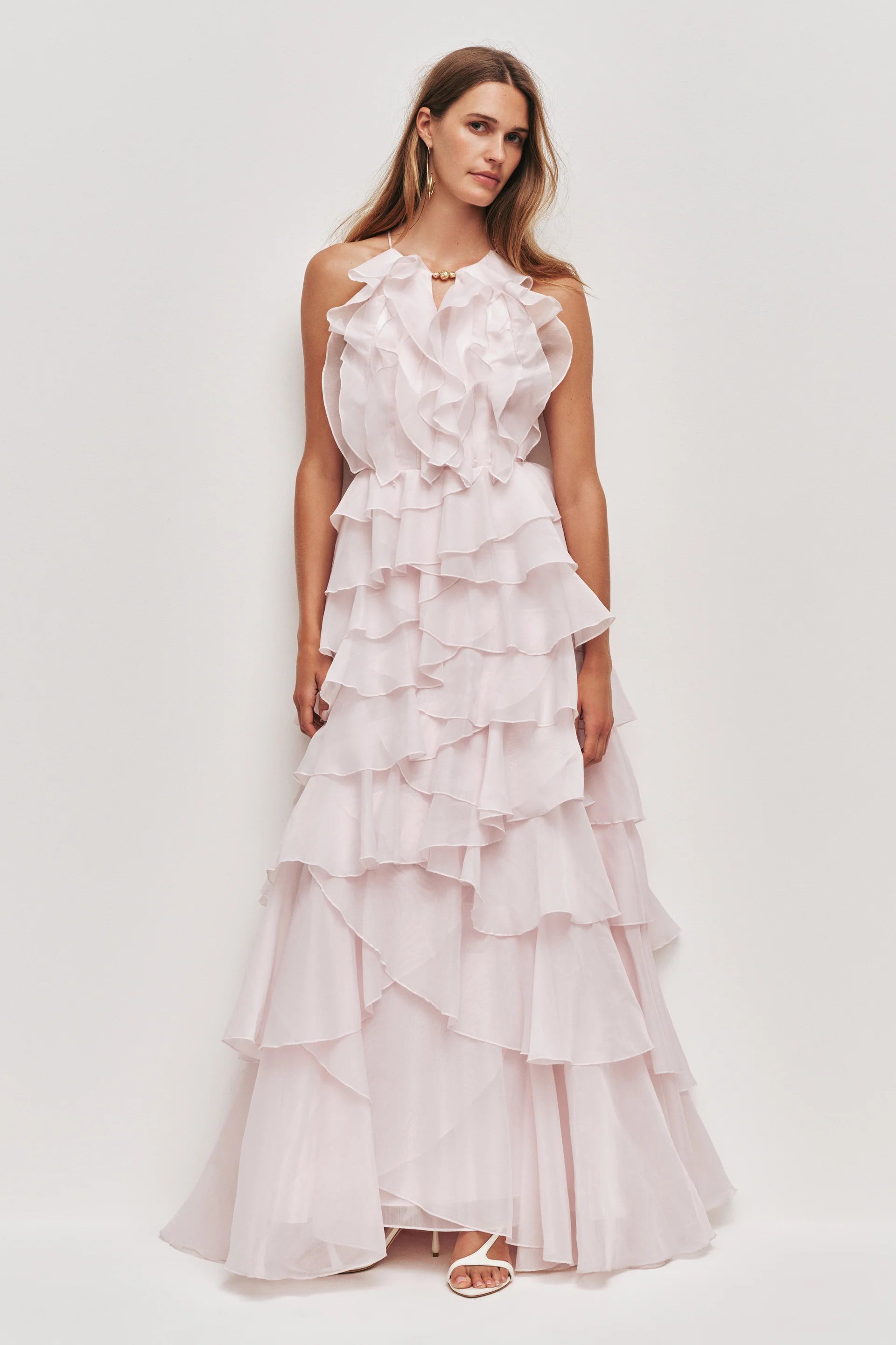 Aje Cleo Gown in Pastel Pink Front View