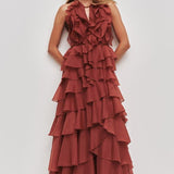 Aje Cleo Gown in Rust
