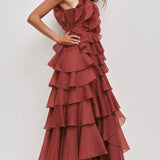 Aje Cleo Gown in Rust