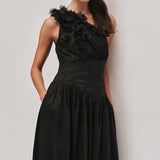 Aje Demi Midi Dress in Black