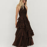 Aje Fayette Gown in Dark Chocolate