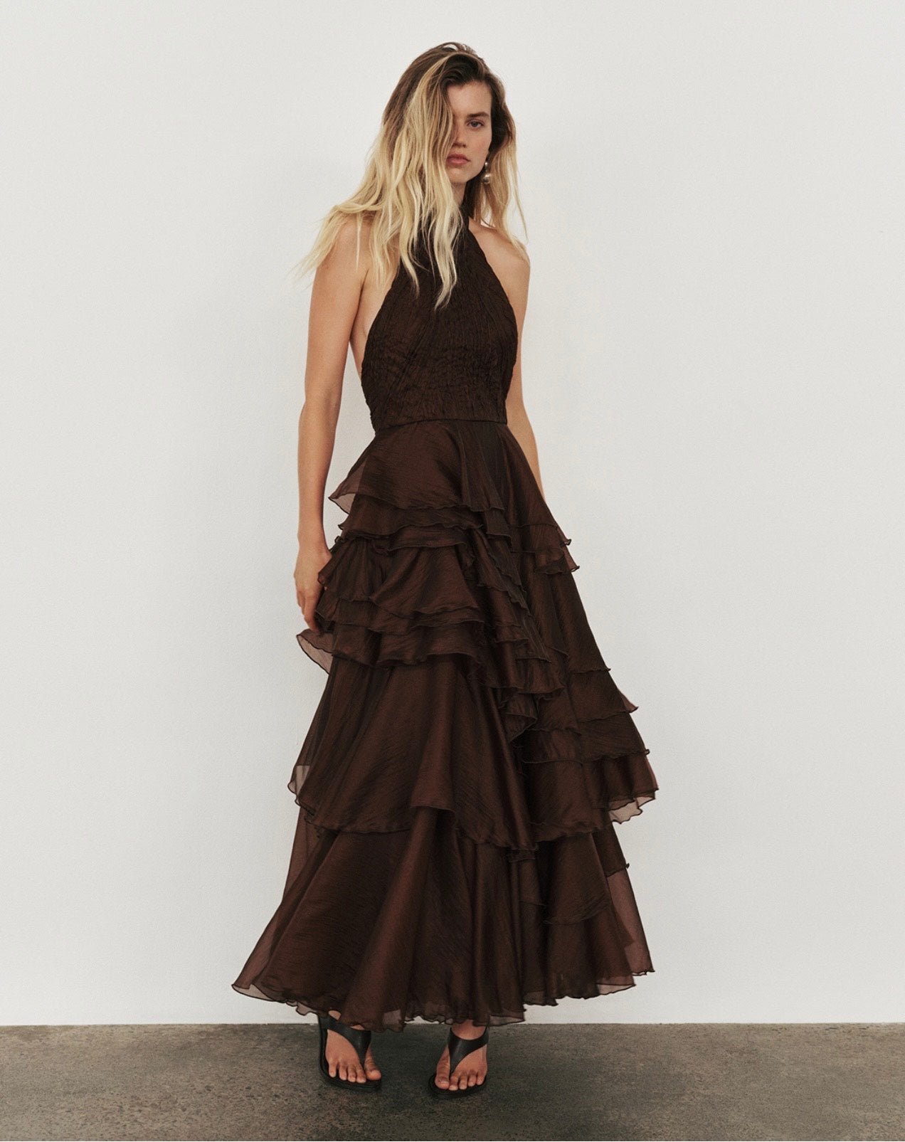 Aje Fayette Gown in Dark Chocolate