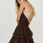 Aje Fayette Gown in Dark Chocolate Side View