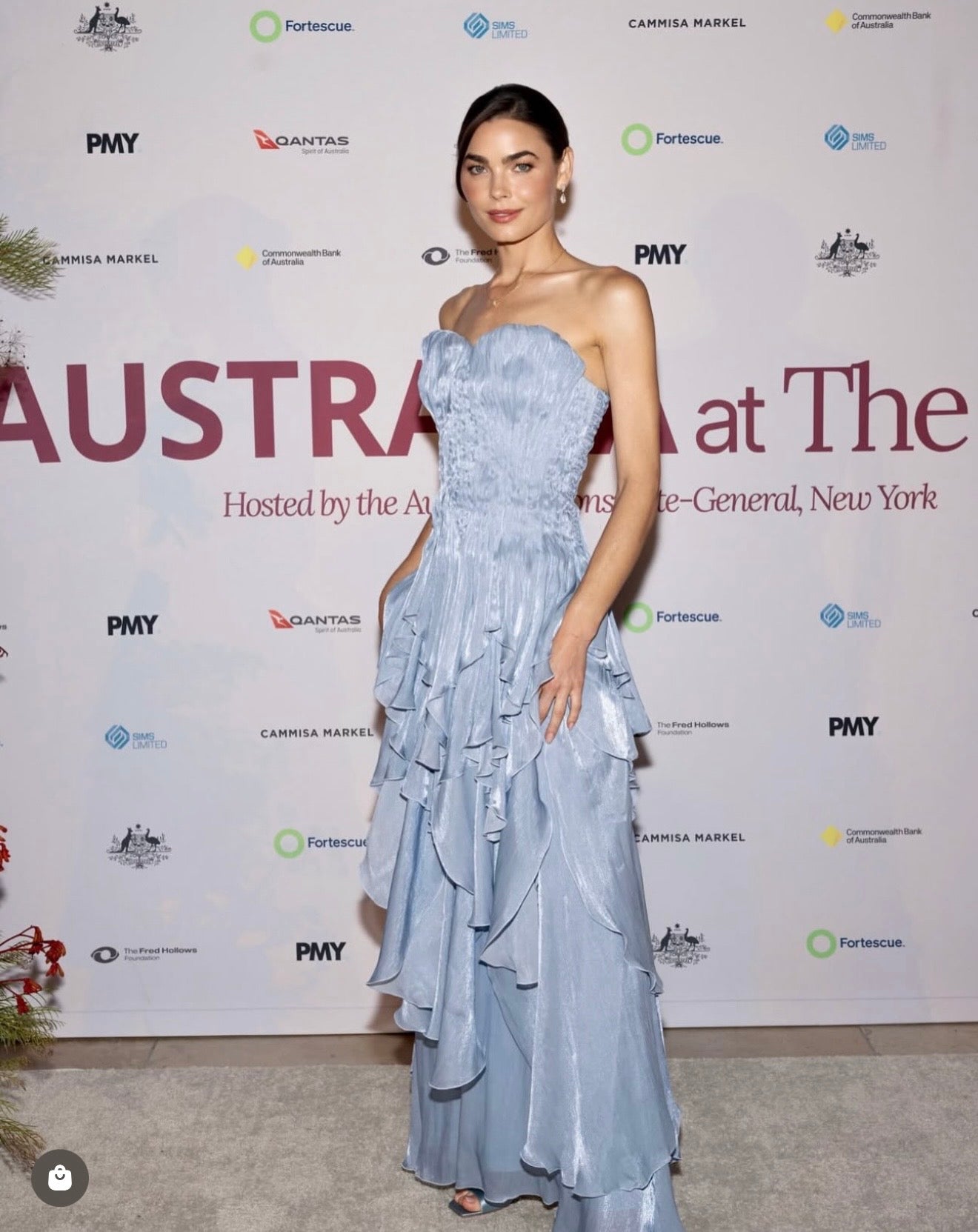 Aje Gleam Gown in Metallic Blue