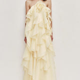 Aje Pandorea Layered Maxi Dress in Butter