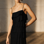 Aje Shade Pleated Midi Dress in Black