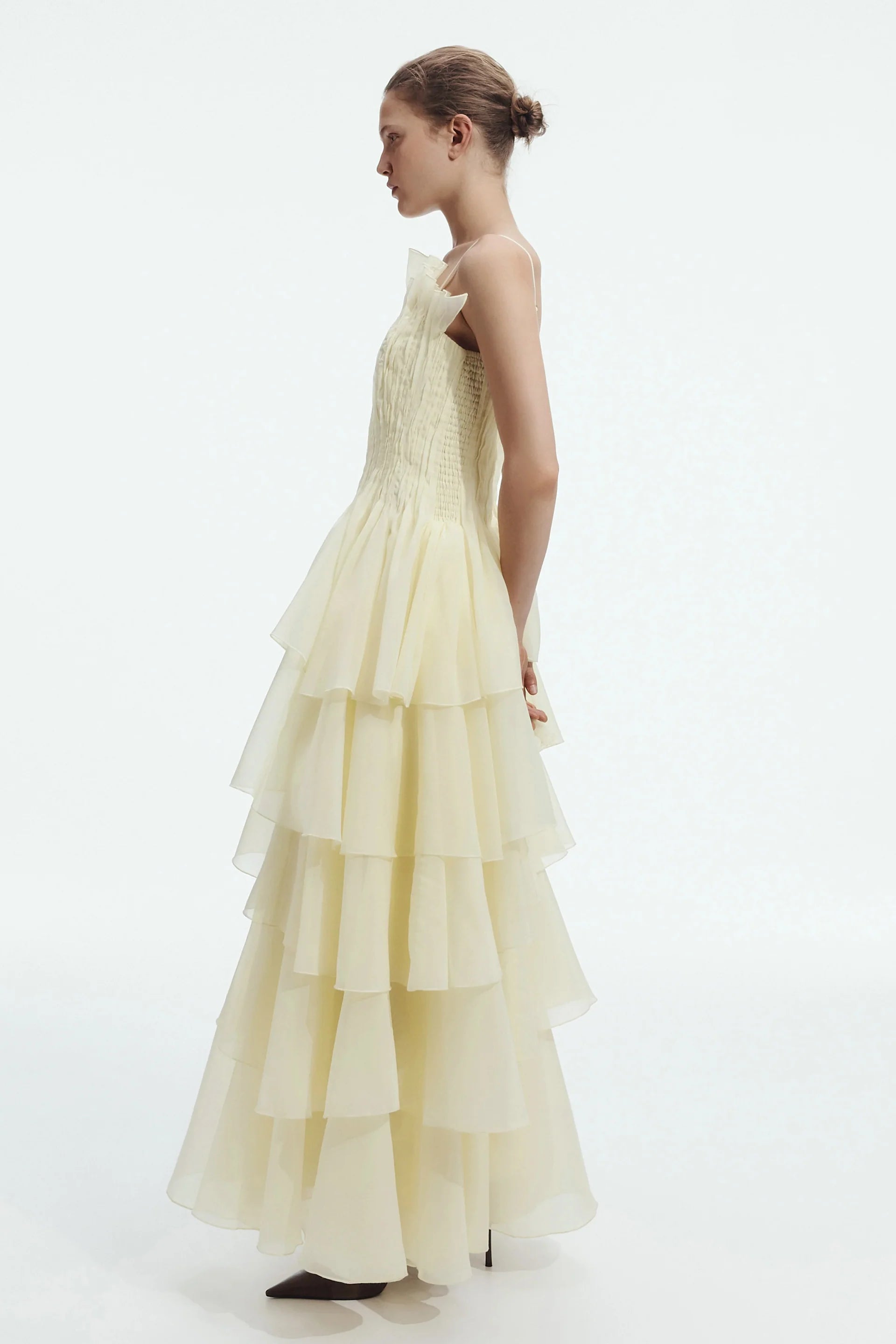 Aje Sonnet Gown in Butter Side View