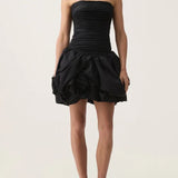 Aje Violette Bubble Hem Mini Dress in Black