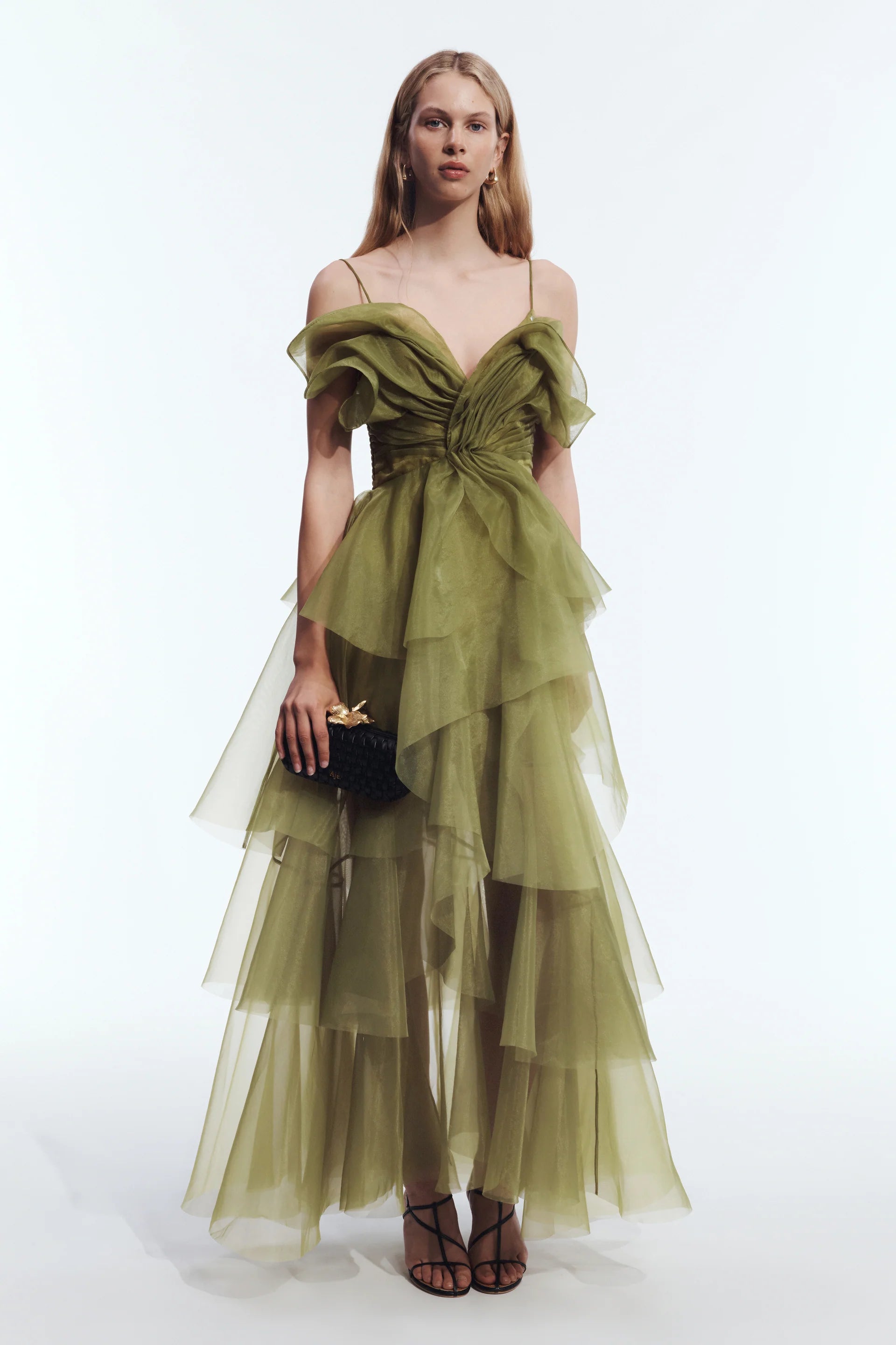 Aje Vionette Gown in Avocado Front View