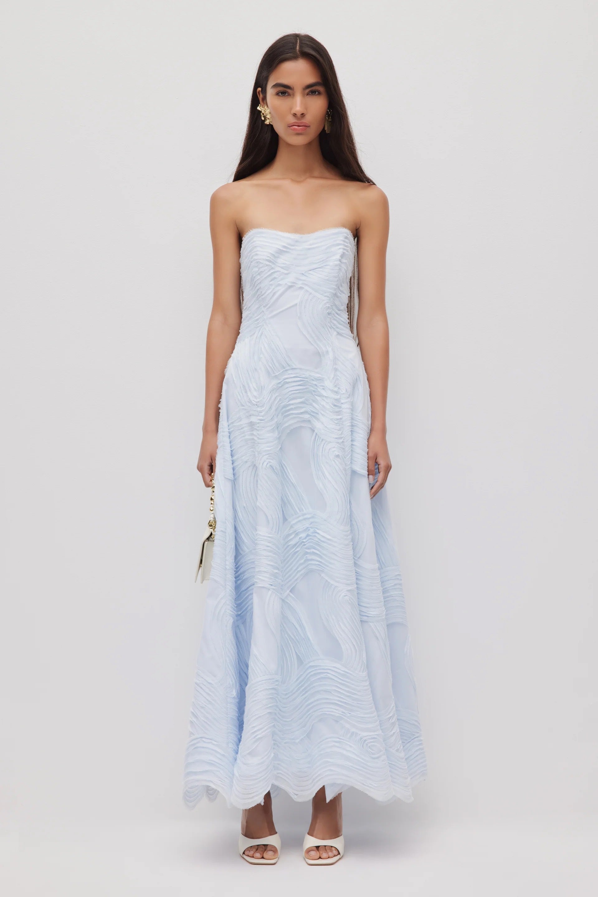 Aje Wave Gown in Pastel Blue Front View