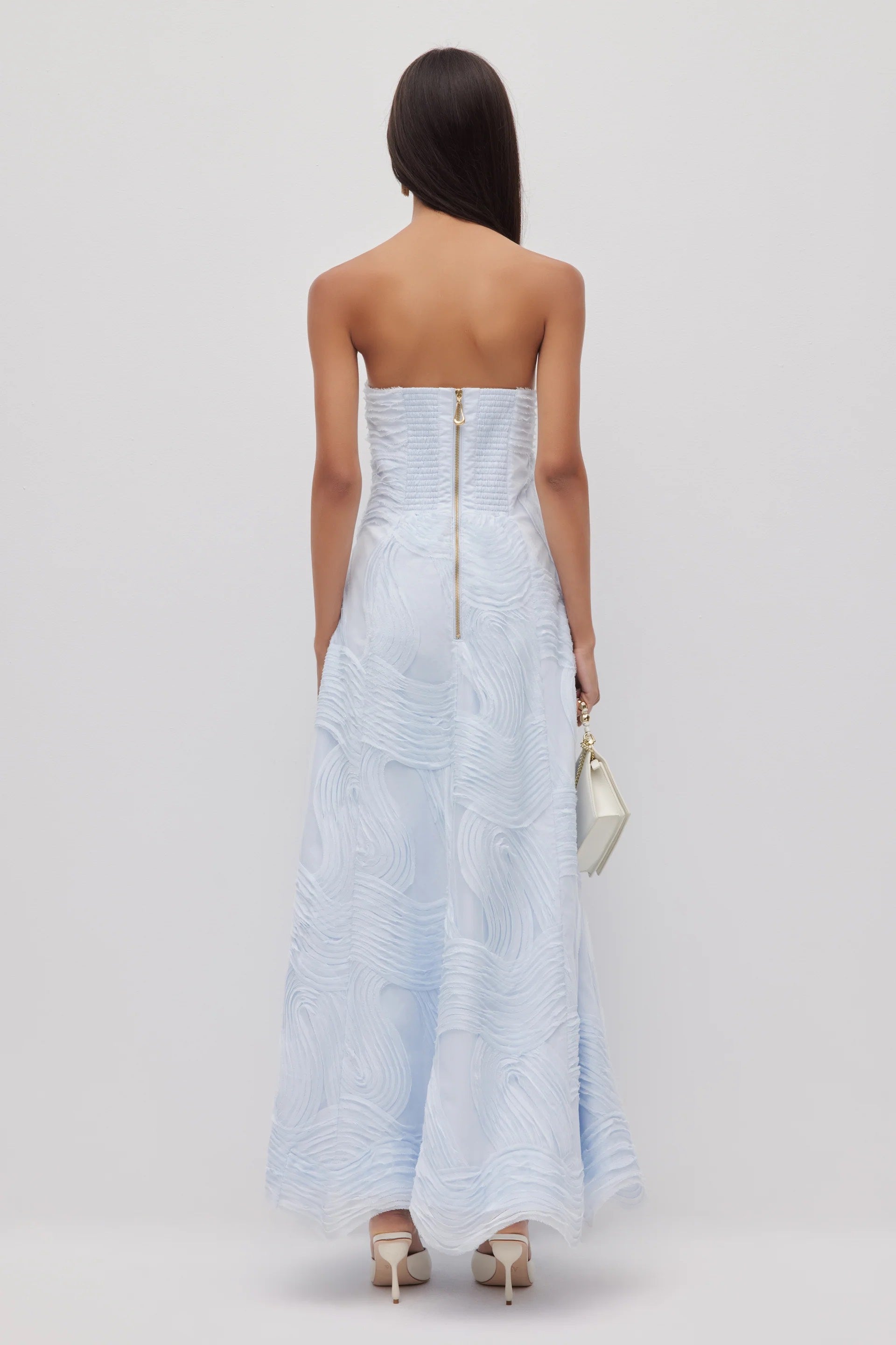 Aje Wave Gown in Pastel Blue Back View