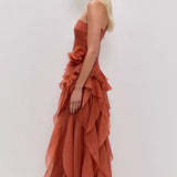 Aje Canyon Gown in Coral Clay