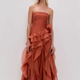 Aje Canyon Gown in Coral Clay