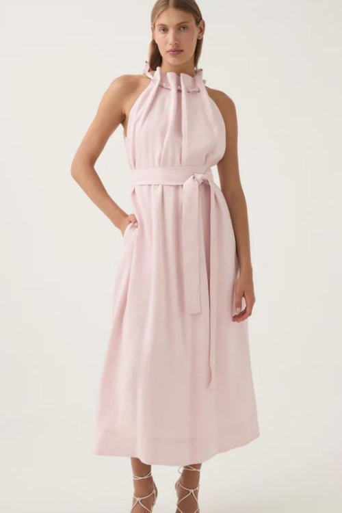 Aje Mariel Trapeze Midi Dress in Soft Pink