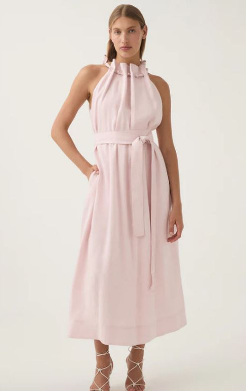 Aje Mariel Trapeze Midi Dress in Soft Pink
