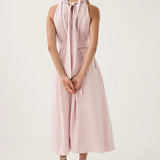 Aje Mariel Trapeze Midi Dress in Soft Pink Back View
