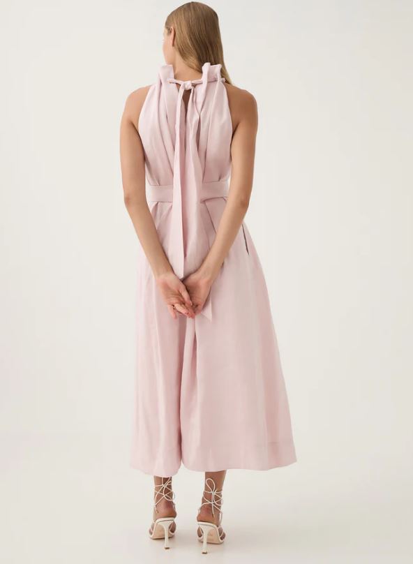 Aje Mariel Trapeze Midi Dress in Soft Pink Back View