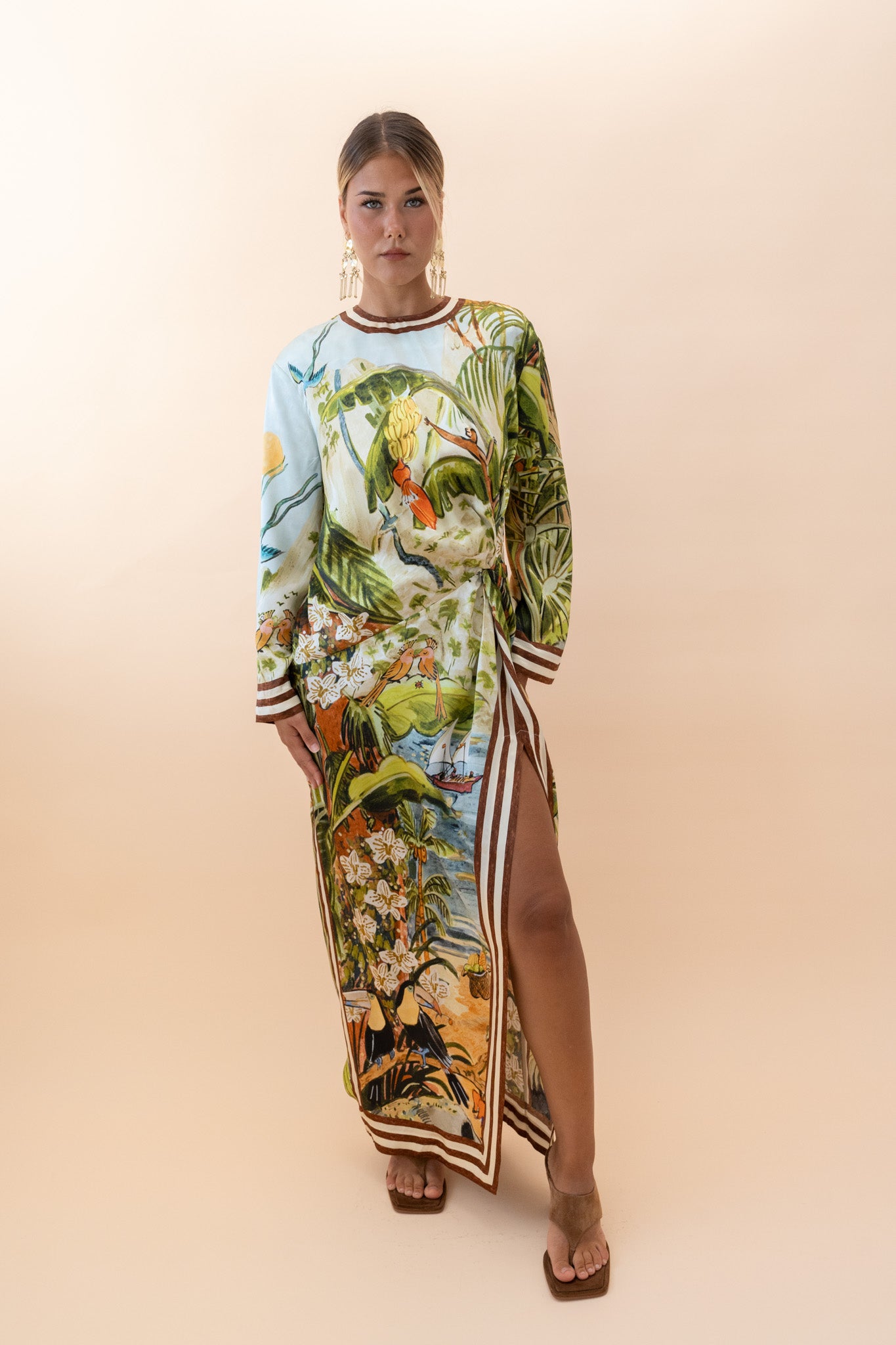 Alemais Toucan Tango Silk Midi Dress