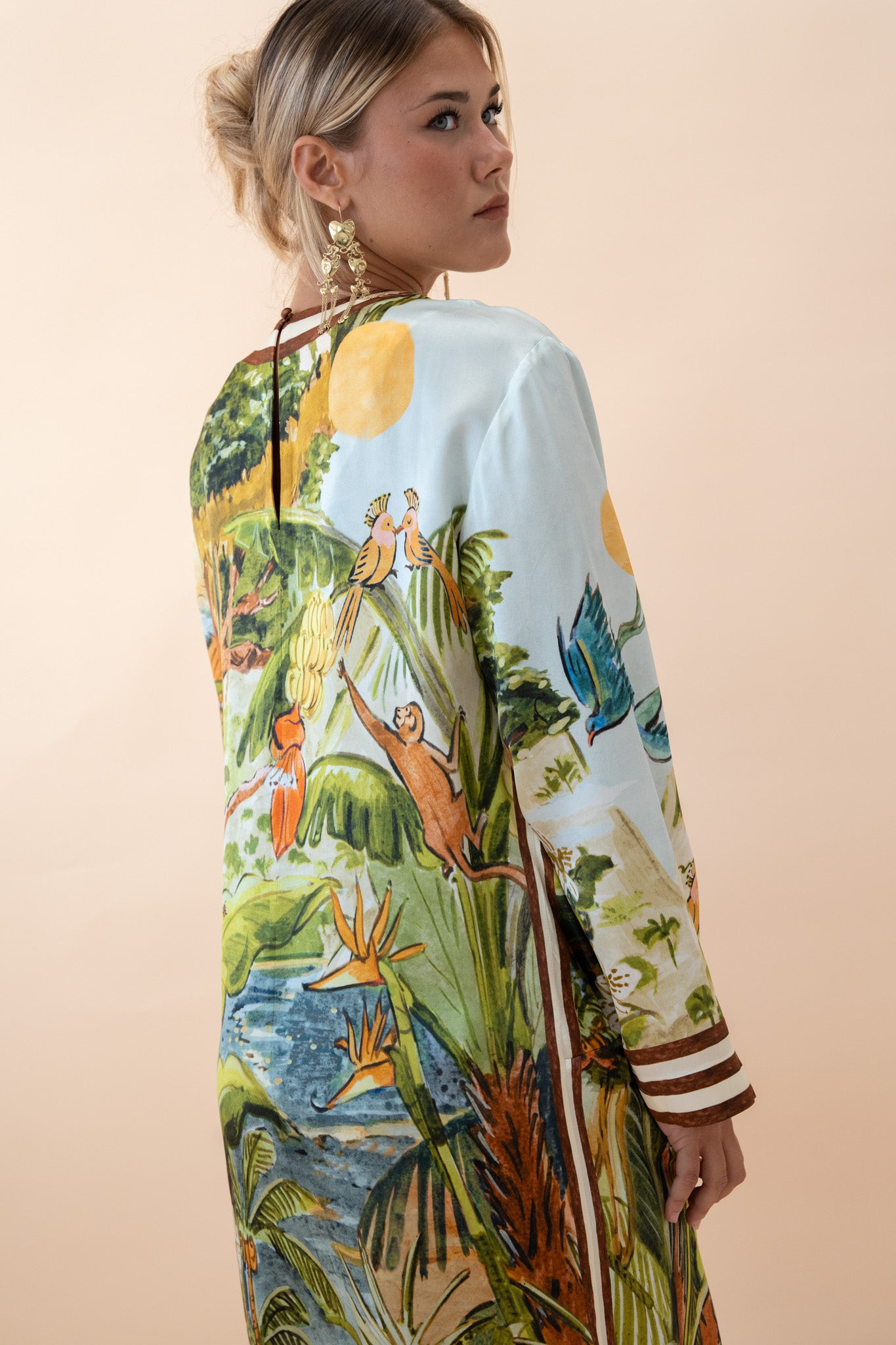 Alemais Toucan Tango Silk Midi Dress Close Up