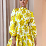 Alemais Sonny Mini Dress in Lemon