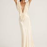 Ance Gria Clover Gown in Satin Cream Front View