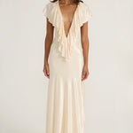Ance Gria Clover Gown in Satin Cream Front View