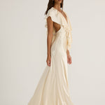 Ance Gria Clover Gown in Satin Cream Side View