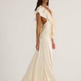 Ance Gria Clover Gown in Satin Cream Side View