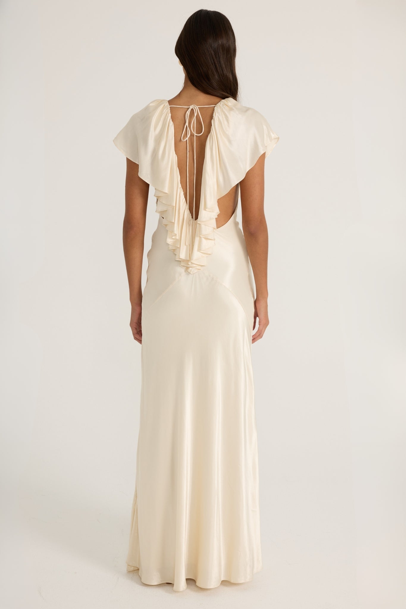 Ance Gria Clover Gown in Satin Cream Back View